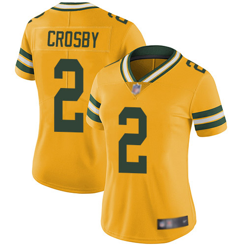 Green Bay Packers Limited Gold Women #2 Crosby Mason Jersey Nike NFL Rush Vapor Untouchable
